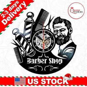 Barber Shop Vinyl Clock Hair Salon Wall Decor Gift